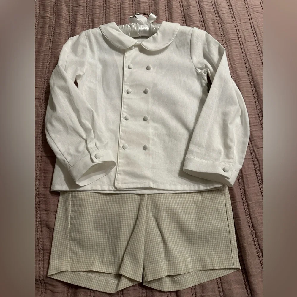 NWT Edgehill Collection Hockman  Peter Pan Collar Linen Top & Shorts Set